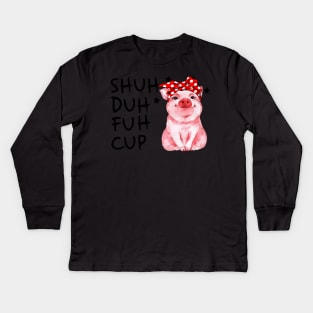 Cute Pig With Bandana. Kids Long Sleeve T-Shirt